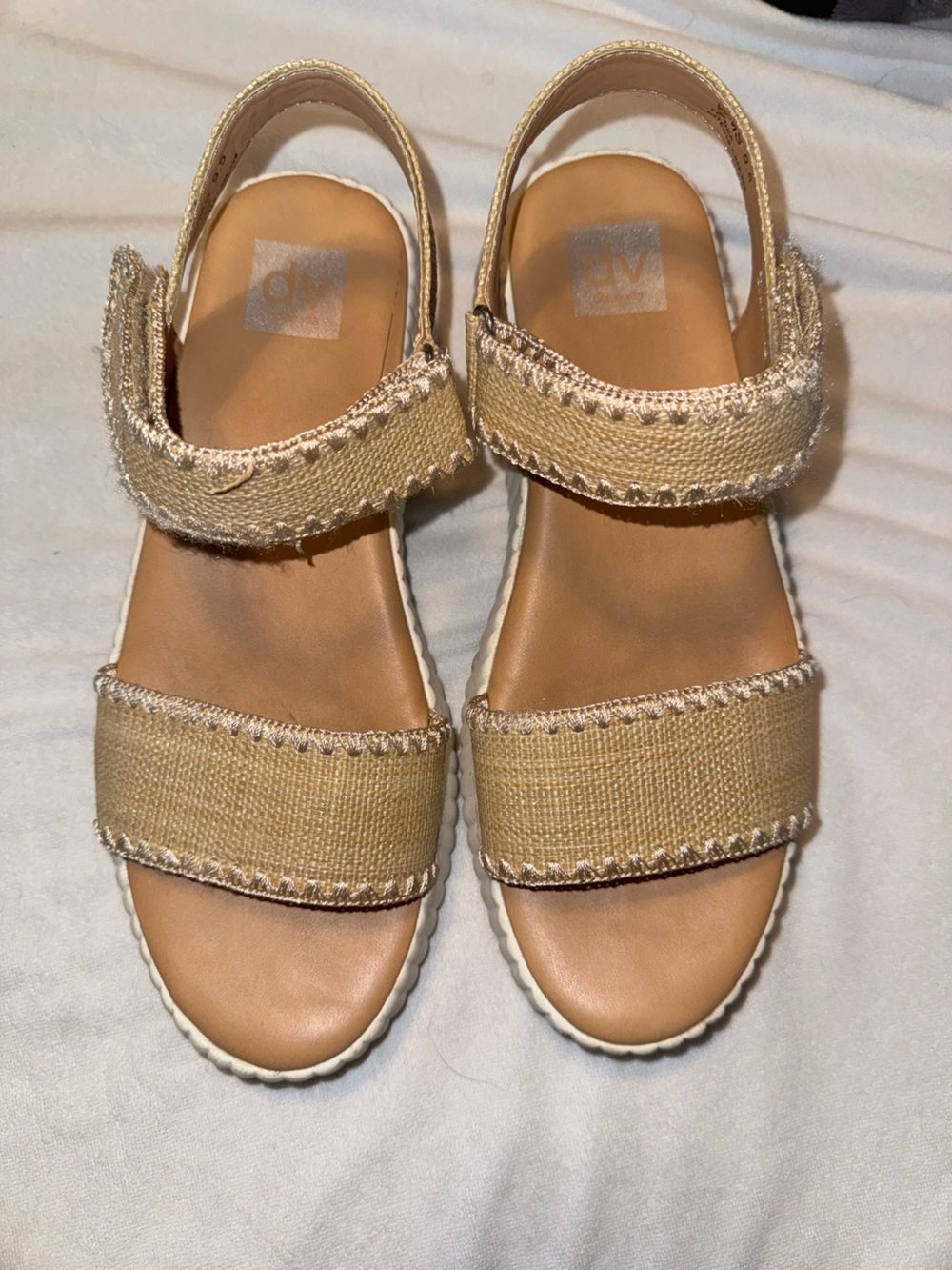 DV by Dolce Vita Beige/Tan Woven Slingback Sandals